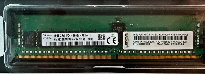 

RAM 01DE973 7X77A01303 16G 2RX8 PC4-2666V REG server memory stick