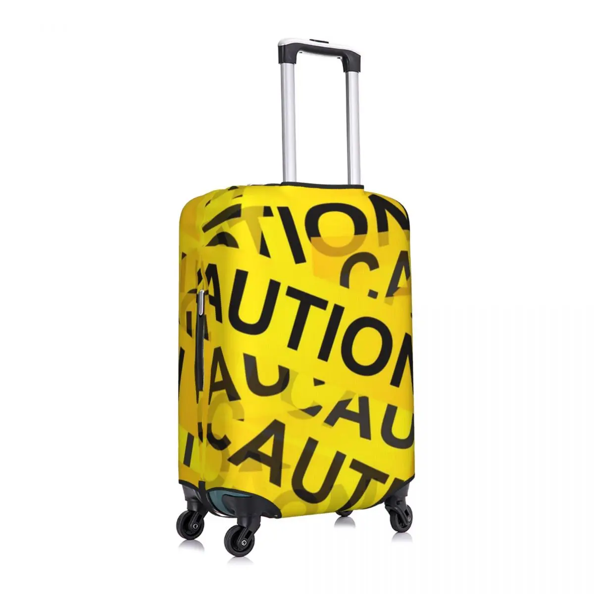 

Yellow Caution Sign Luggage Cover Spandex Suitcase Protector Fits 19-21 Inch