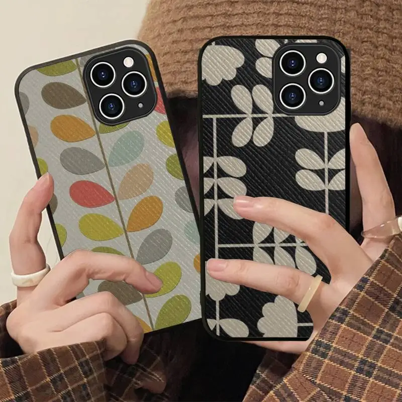 

Multi Stem Orla Kiely Folio Phone Case Hard Leather Case for iPhone 11 12 13 Mini Pro Max 8 7 Plus SE 2020 X XR XS Coque