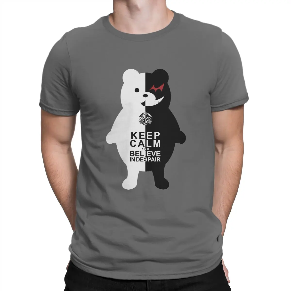 

Футболки с надписью Keep Calm and Believe in Despair, Мужская Винтажная футболка с триггером Monokuma Danganronpa Happy Havoc