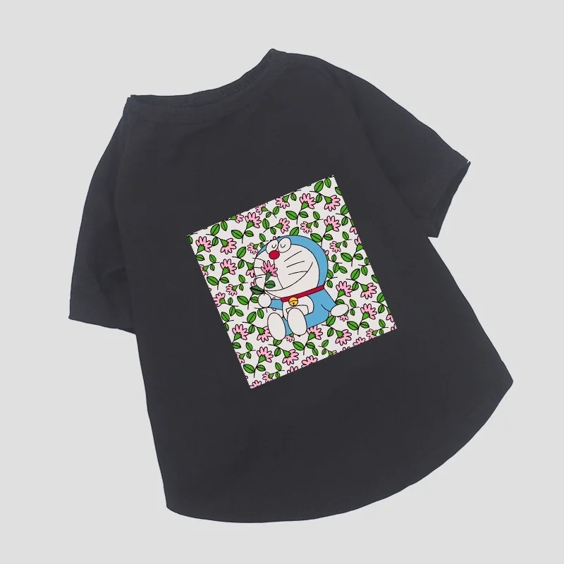 

Одежда для собак аниме рубашки для собак Одежда для кошек маленький Дораэмон милый тонкий на весну лето черный модный для мальчиков девочек...