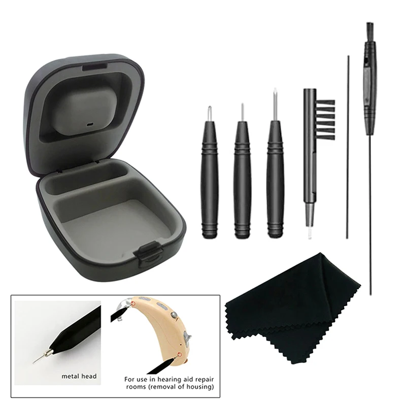 

8Pcs/Set Hearing Aid Cleaning Kit Brush Vent Cleaner Wire Magne Wax Loop Tools Set