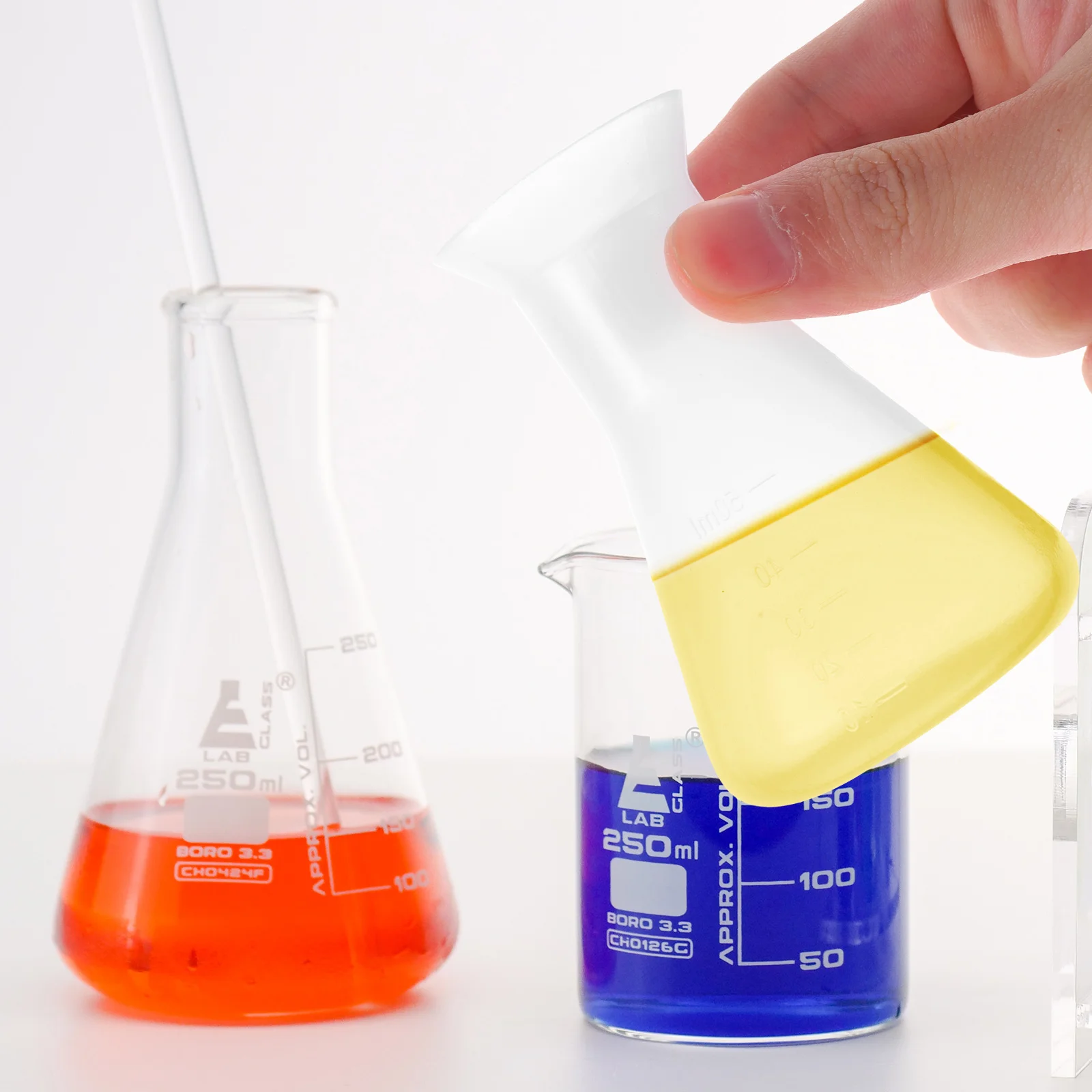 Колба Erlenmeyer экспериментная шкала с коническим конусом для лабораторной химии