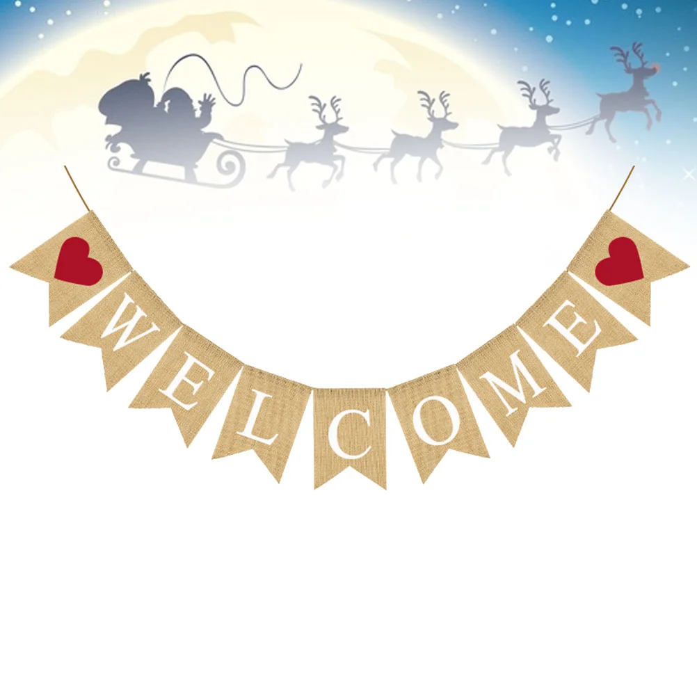 

Banner Welcome Weddingburlap Party Garland Classroom Office Flag Decor Hanging Sign Bunting Swallowtail Engagement Decoration
