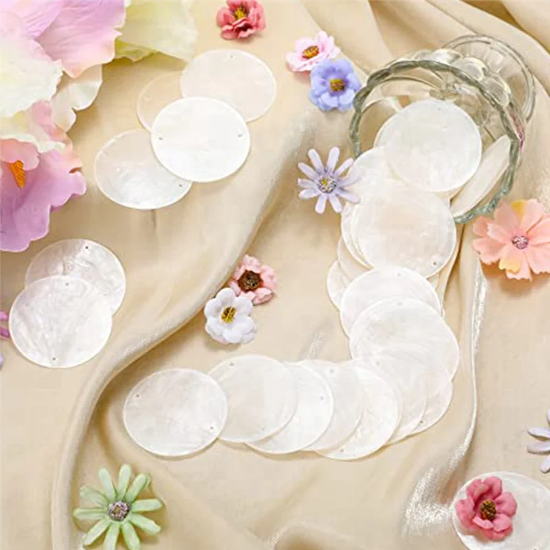120 шт. круглых естественные ракушки Capiz Sea Shells 2-дюймовые ореховые патроны для