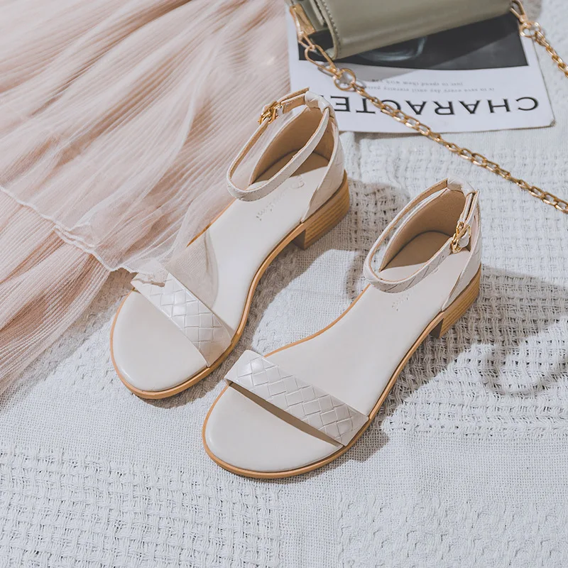 

Женские босоножки с юбкой, сандалии на толстом каблуке с пряжкой и ремешком, в римском стиле, лето 2022