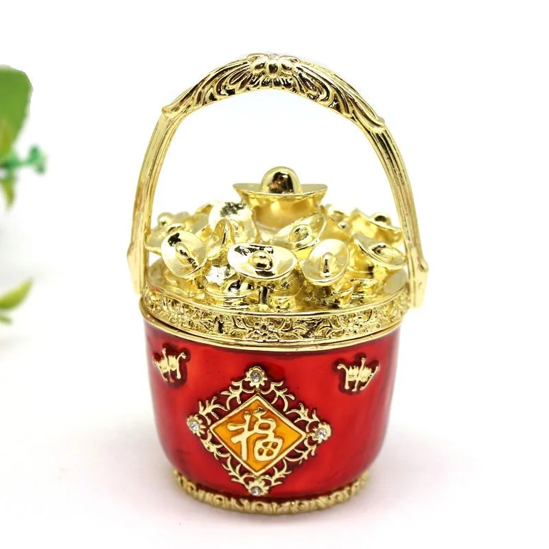 Luck in Making Money Trinket Box A Bucket of Gold Shape Jewelry Display Box