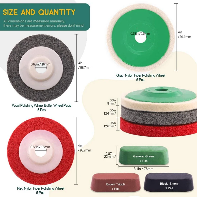 

18 Pcs Wool Felt Polishing Wheel Kit, Polishing Wheel Polishing And Polishing Disc Polishing Wheel, For Angle Grinder