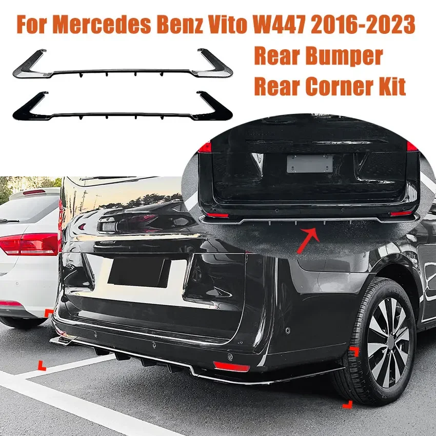 Фото Для 2016-2023 Mercedes-Benz Vito W447 багажник автомобиля, бампер, задний угловой спойлер, комплект кузова, задняя губа, задний спойлер, модификация №1