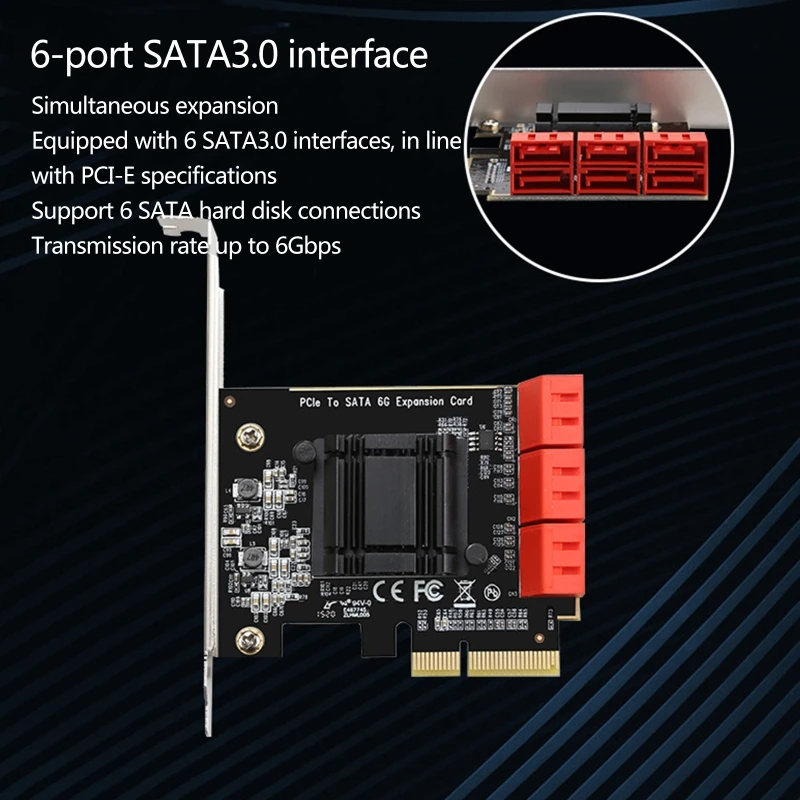 Плата расширения PCIe Sata 3 0 6-портовый контроллер с низкопрофильным кронштейном для