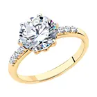 Кольцо SOKOLOV из золочёного серебра с фианитами, Серебро, 925, Женское, Оригинальная продукция