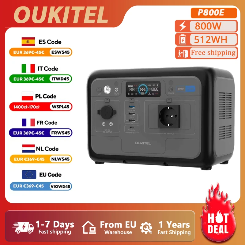 OUKITEL P800E PLUS Portable Power Station 800W Solar Generator 512Wh Lifepo4 Battery Home Backup Outdoor Camping Mobile power