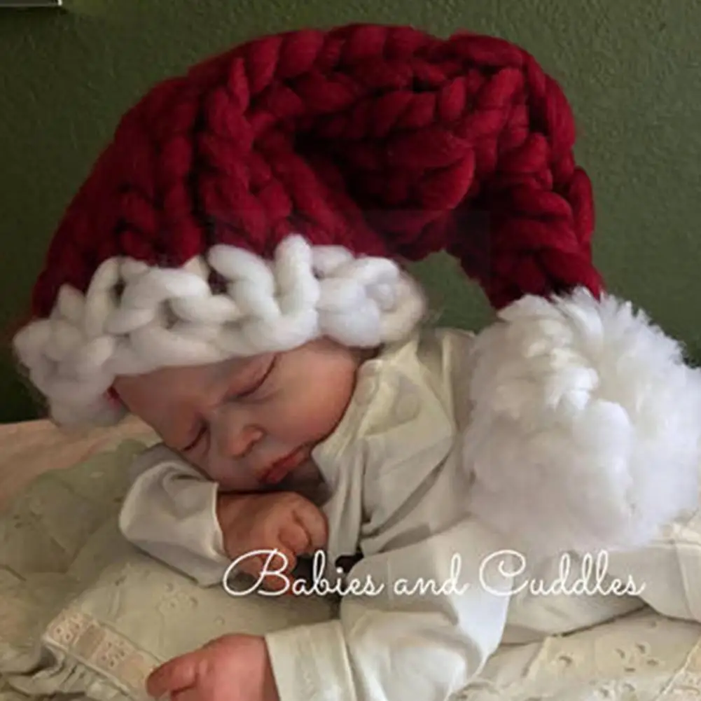

Christmas Knitting Hat With Ball Adults Kids Christmas New Year Decorations For Home Xmas Santa Claus Gifts Caps Navidad De V7R0