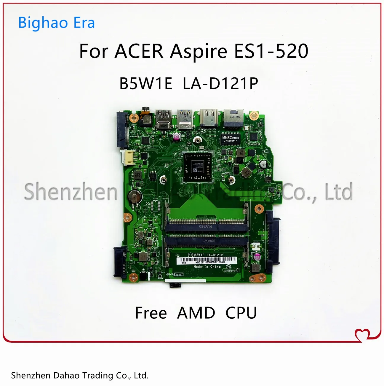 

B5W1E LA-D121P For Acer Aspire ES1-522 ES1-521 ES1-520 Laptop Motherboard With AMD CPU DDR3 NBG2L11005 NB.G2K11.002 100% Working