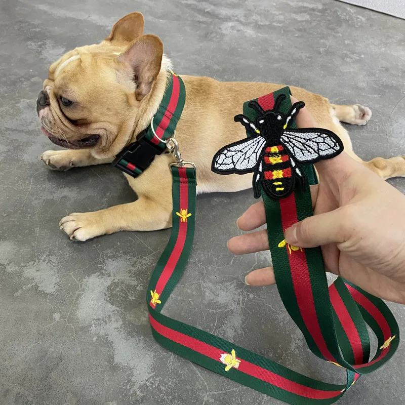 

Pet Fashion Brand Dog Leash with Bee Personalised Dog Collar Outdoor Nylon Walking Training Leash for Small Medium Dogs Supplies