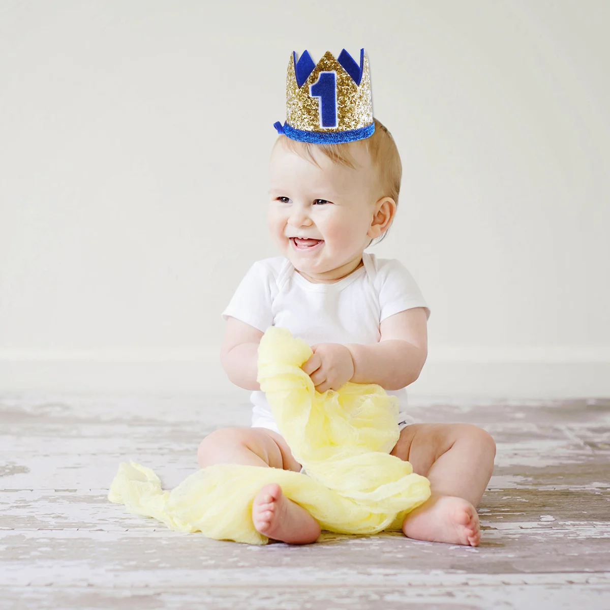 

Birthday 1Sthat Baby Hats Year Boy Kidsparty King Old One Headband Blue First