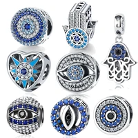 original design 925 sterling silver beads diy blue devils eyes loose beads bracelet jewelry accessories fatima guardian
