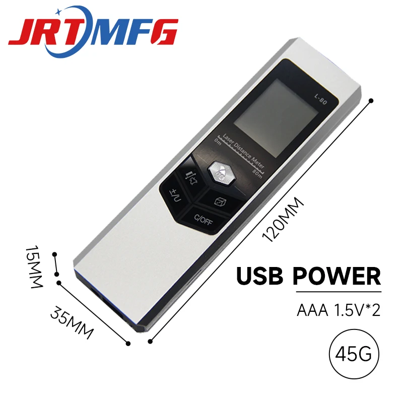 

JRTMFG 2022 Double Laser Ranging Meter 60m Long Distance Measuring Instrument Digital Tape Measurement Lazer Range Finder