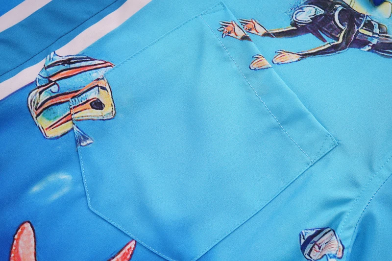 Thin Silk Casablanca Marine Life World Print Mesh Shorts Set Summer Men Women HAWAII BEACH Holiday Shortpant Suit