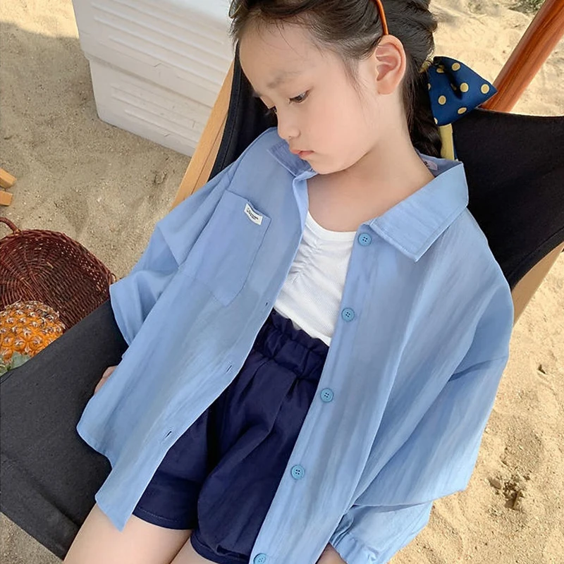 Детское солнцезащитное пальто простая Солнцезащитная Одежда для девочек