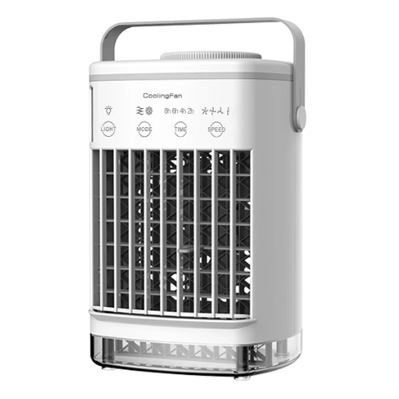 

Испарительный воздухоохладитель для комнаты, персональный кондиционер, охлаждающий вентилятор, 4 скорости, 7 цветов света, 2 увлажнителя