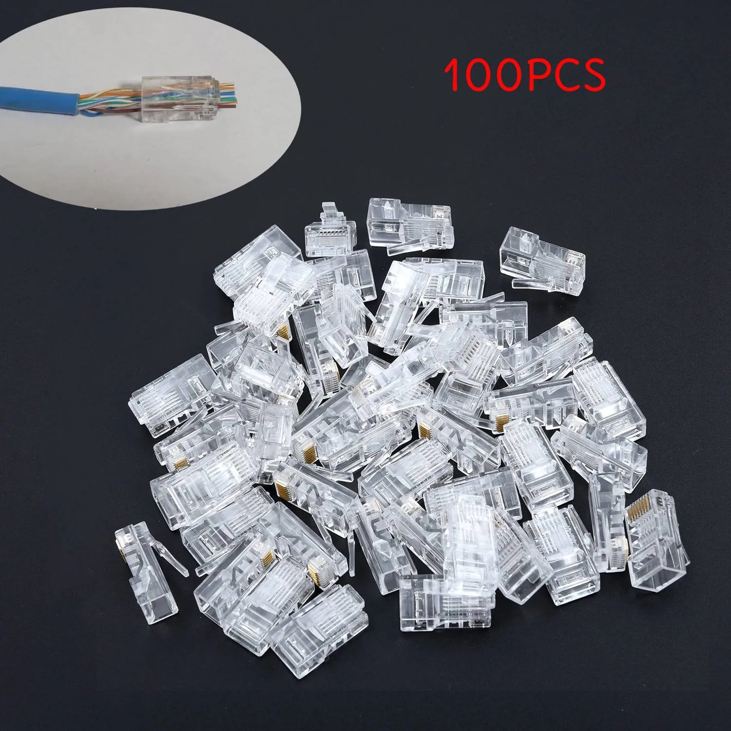 

50/100Pcs RJ45 Connector Plug CAT6 RJ45 Network Cable Connector Modular Connector End Rj45 Pass Through CAT6 Network Connector