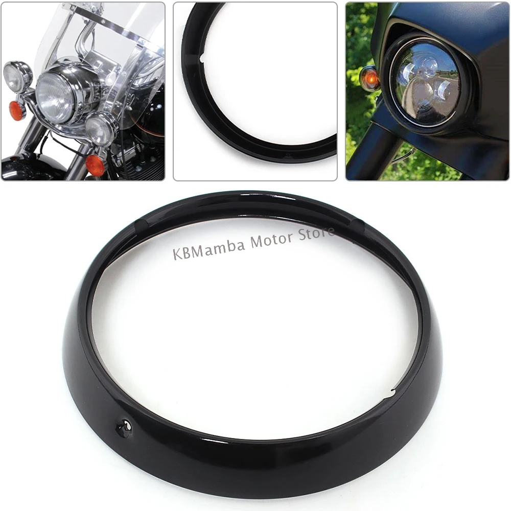 

Motorcycle Black 7" Headlight Trim Ring For Harley Davidson Touring Road King Electra Glide Street Glide and Tri Glide