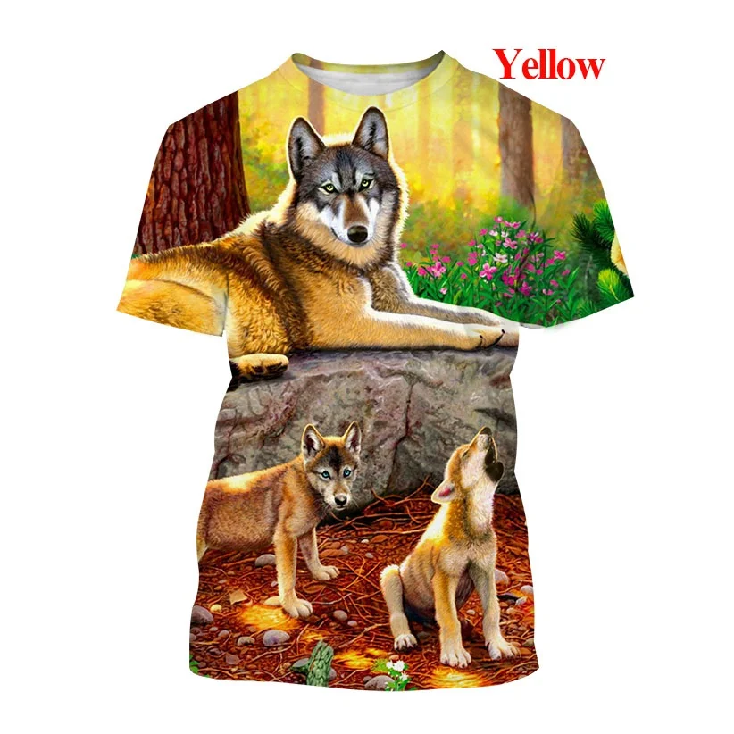

2022 Summer New Men's 3D Printed Wolf T Shirt Fashion Short-sleeved Pullover Personality Tees