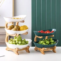 plastic candy dish creative modern living room home three layer dried fruit basket white green plate snack dinner set