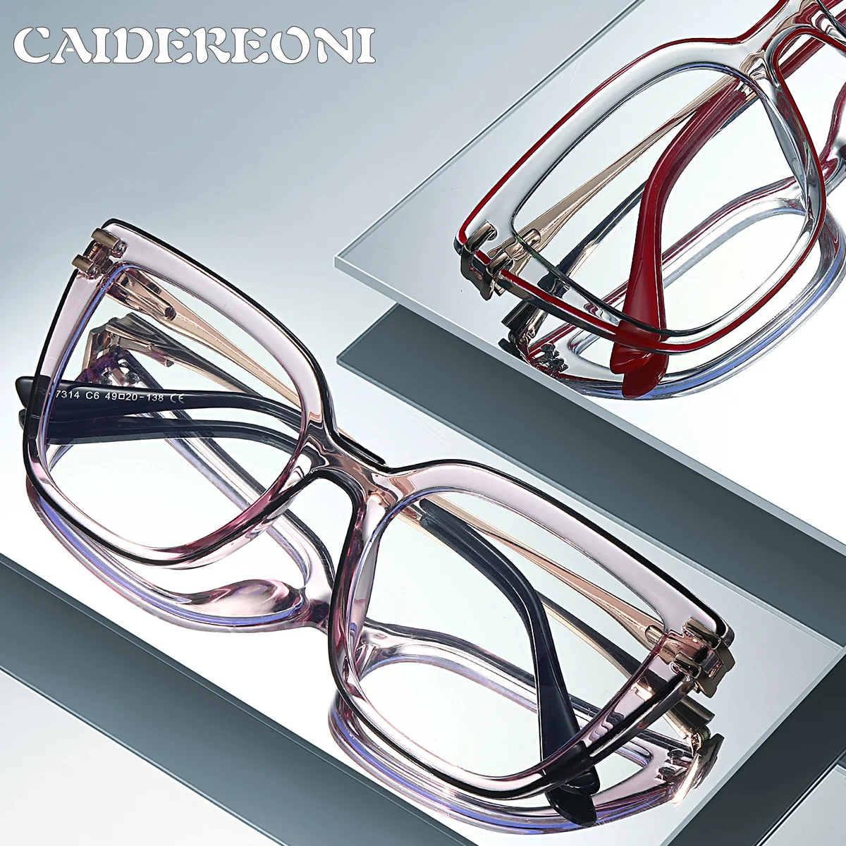 Фото CAIDERONI Новые модные женские очки для чтения с геометрической оправой, защитой от синего света, фотохромные, с возможностью индивидуальной коррекции по рецепту №4
