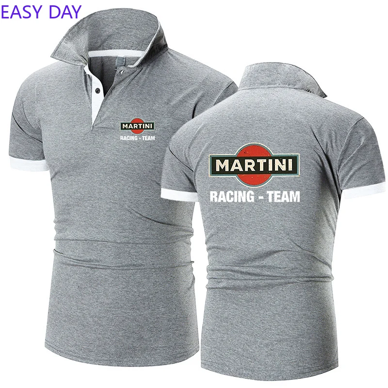 Рубашка-поло мужская с принтом логотипа Martini Racing модная дышащая деловая