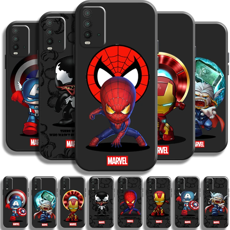 

Marvel Cartoon Avengers For Xiaomi Redmi 9T Phone Case Full Protection Funda Back Coque Carcasa Black Shell