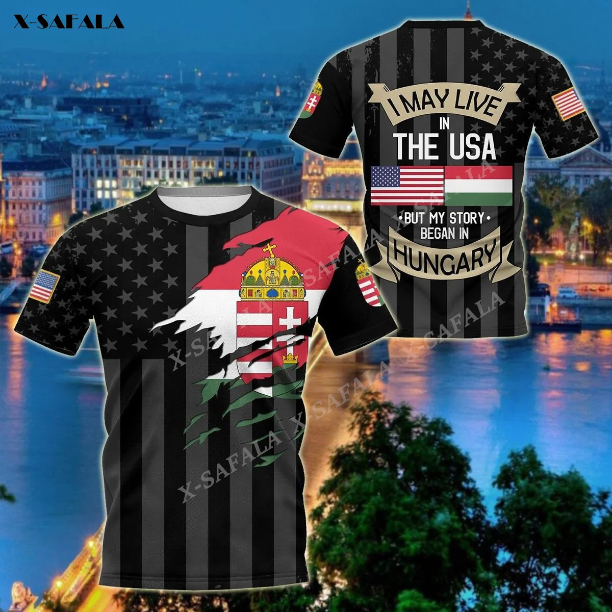 

Live In USA STORY BEGAN IN HUNGARY FLAG 3D Printed T-Shirt Tops Tees Men Short Sleeve Casual Milk Fiber Round Neck Cold Feeling