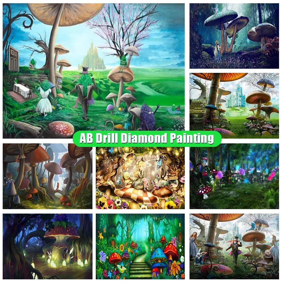 

Diy 5D Ab Alice In Wonderland Forest Mushroom Tree Full Disney Diamond Painting Kits Art Cartoon Paint Diamond Embroidery Ll93