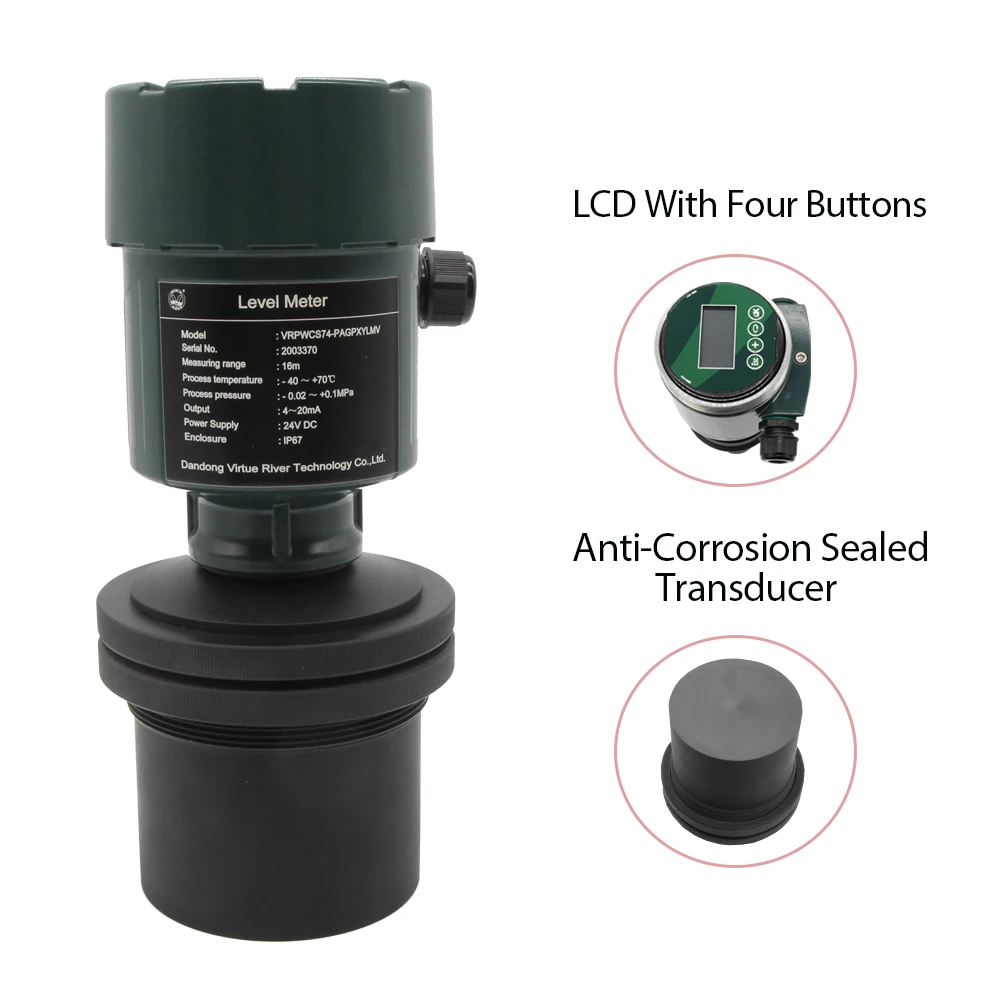 

Non contact long distance rs485 4-20ma liquid tank ultrasonic level sensor