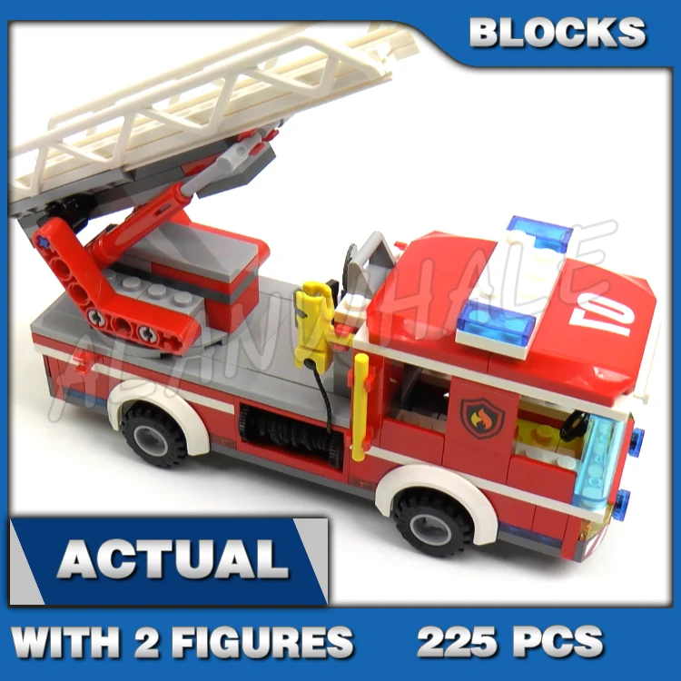 

225pcs Town City Fire Ladder Truck Firefighter Extinguisher Oil Barrel 10828 Building Blocks Set Bricks Compatible with Model