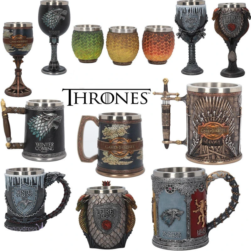 

Stainless Steel Resin Thrones Cups Song of Ice and Fire Viking Beer Mug 3D Sculpture Coffee Cups Tankard Wine Goblet Drinkware