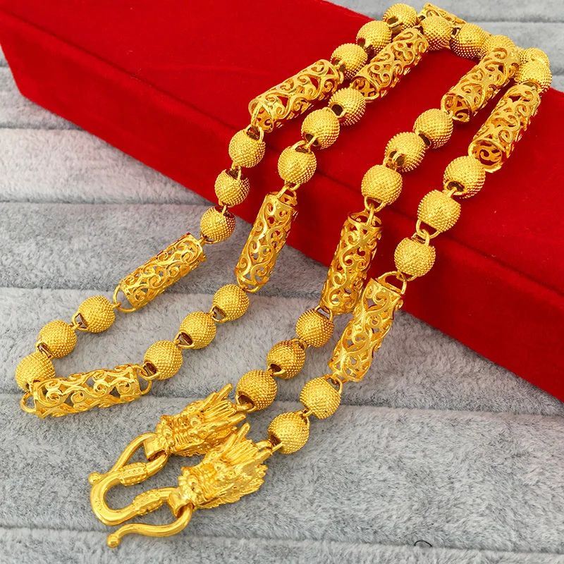 Мужское властное ожерелье из 24-каратного золота AU999 — преувеличенная