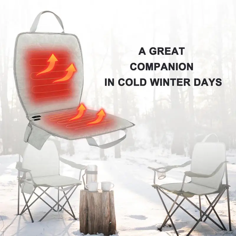 

Heated Seat Cushion Outdoor Electric Foldable Seat Warmer Intelligent Temperature Control Outdoor Chair Warmer for Camping