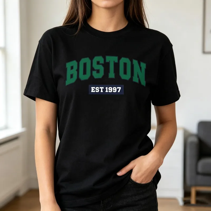 Футболка Boston EST 1997 с графическим принтом, винтажная футболка с принтом города США, унисекс, повседневная футболка с короткими рукавами, футболка оверсайз (art.: 3920db7066792) - 3920db7066792