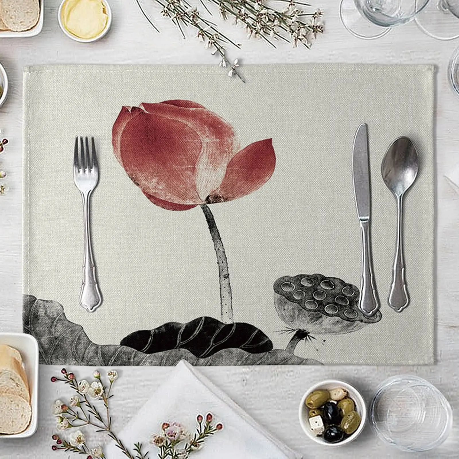 

Детские столовые приборы, набор серо-красных салфеток для столового стола, можно стирать в стиральной машине