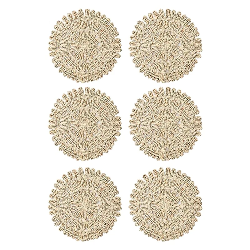 

Round Woven Placemats For Dining Table 15 Inch Set Of 6 Table Mat For Holiday Christmas Kitchen Table Mat-ABUX