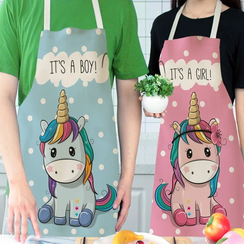 

Rainbow Unicorn Kids Adult Apron Kitchen Aprons Dress for Kids Woman Bibs Household Cleaning Pinafore Home Cooking Picnic Items
