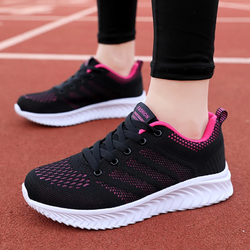 New Breathable Women's Vulcanized Shoes Lightweight Female Running Shoes Lace-up Women Sneakers Fashion Anti-slip Flats 2023