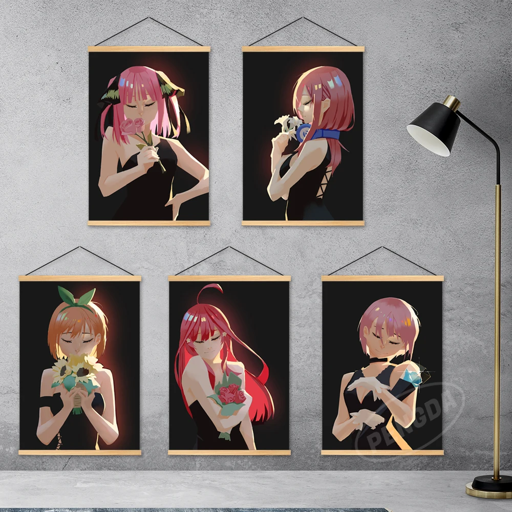 

Модульные картины квинтуплета, деревянные подвесные домашние аниме декорации, холст, печать, Внутренняя Живопись, плакат, настенное искусс...