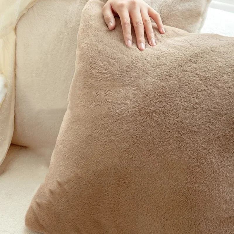 Имитация кроличьего меха однотонная любовь плюшевая подушка цветок гостиная