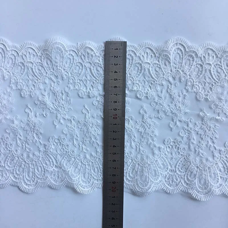 20/26 jardów dwustronnego kwiatowego białego mleka haftowanego koronkowego wykończenia biustonosza bielizna do szycia odzieży sukienka tkaniny