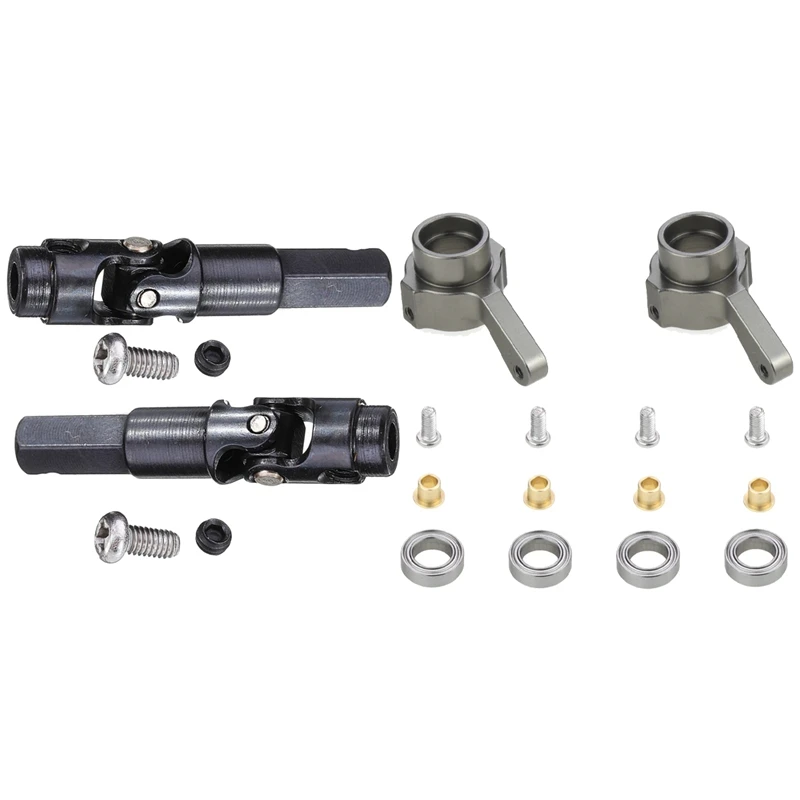 

2 Pcs Metal Universal Drive Shaft For WPL C14 C24 C34 C44 B14 B16 B24 B36 1/16 & 1Set Metal Steering Cup Turn Cup Kit