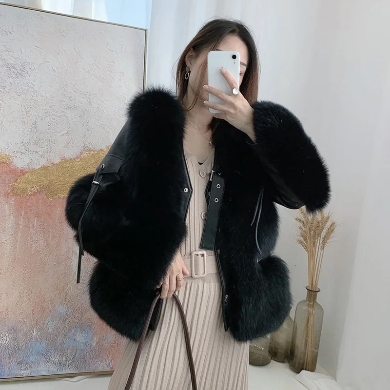 Korean Style Warm Fox Faux Fur Coat Jackets for Women Vintage Patchwork Overcoat Female 2022 Winter Eco Fur Coat Fluffy Jacket