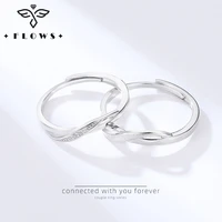 flows 925 sterling silver couple rings set adjustable forever endless love wedding ring for women men charm valentines day gift
